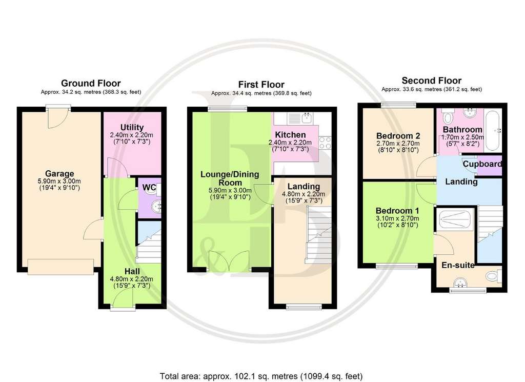 2 bedroom semi-detached house for sale - floorplan