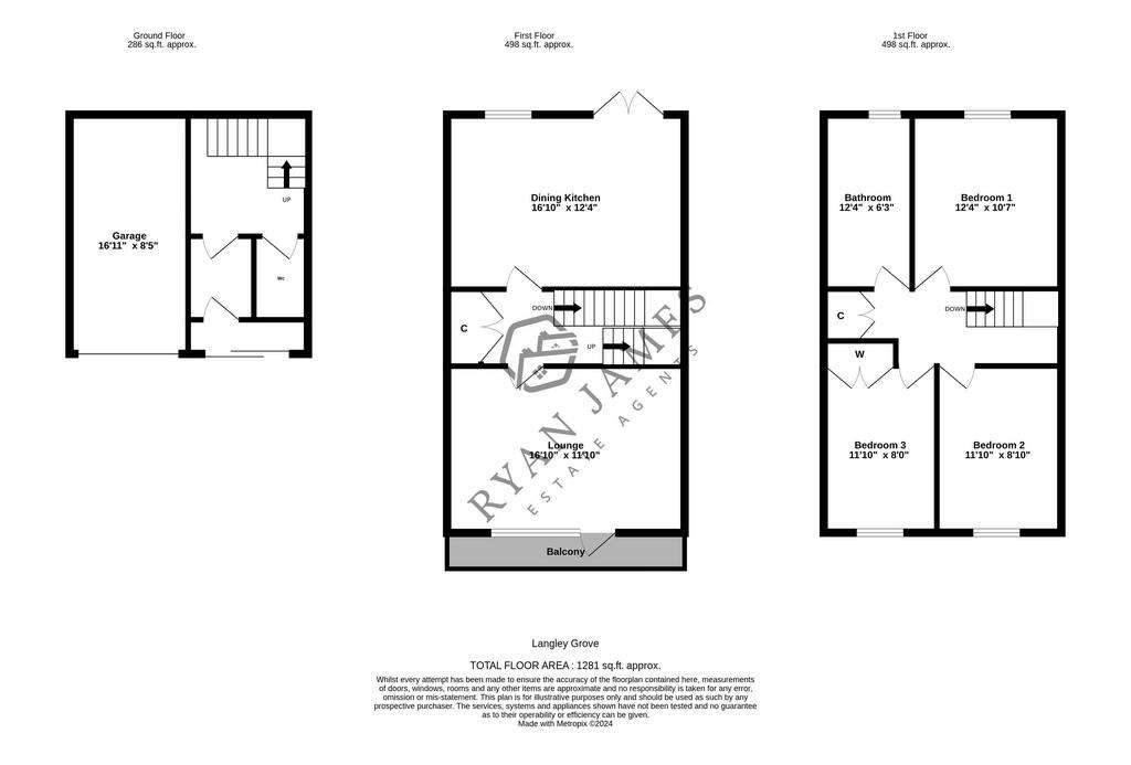 3 bedroom terraced house for sale - floorplan