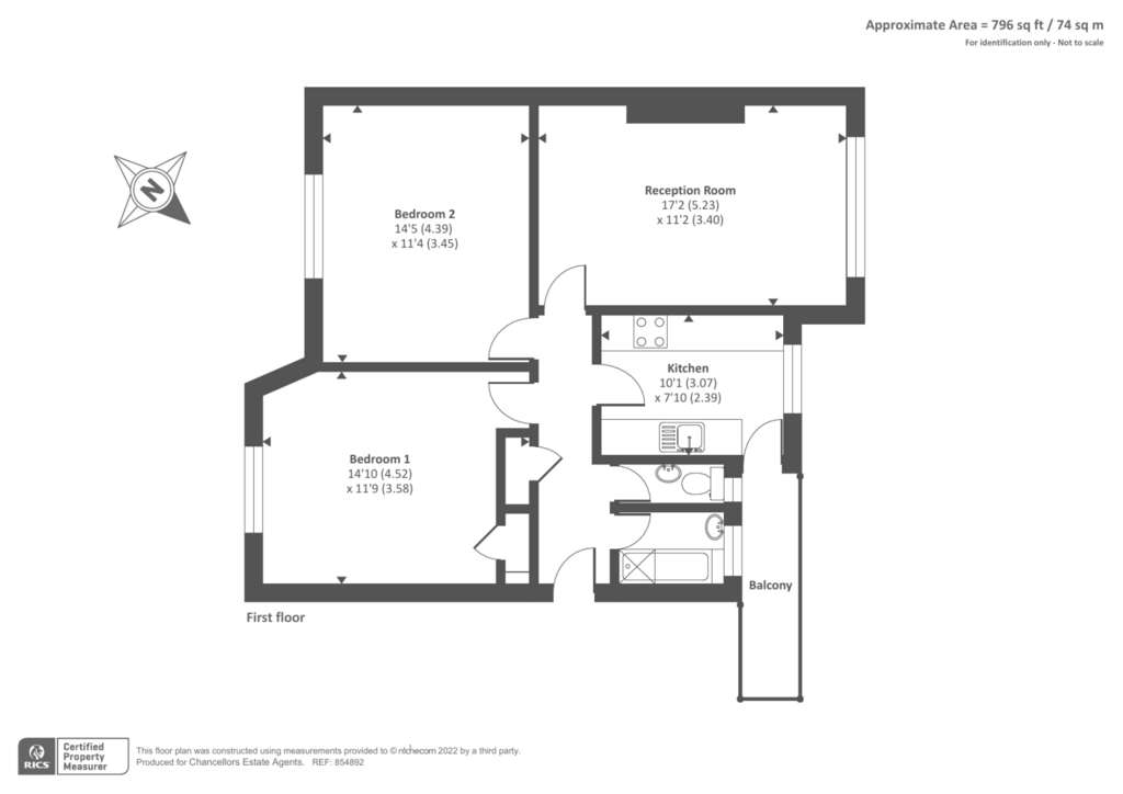 2 bedroom flat for sale - floorplan