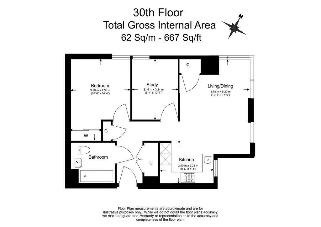 2 bedroom flat to rent - floorplan