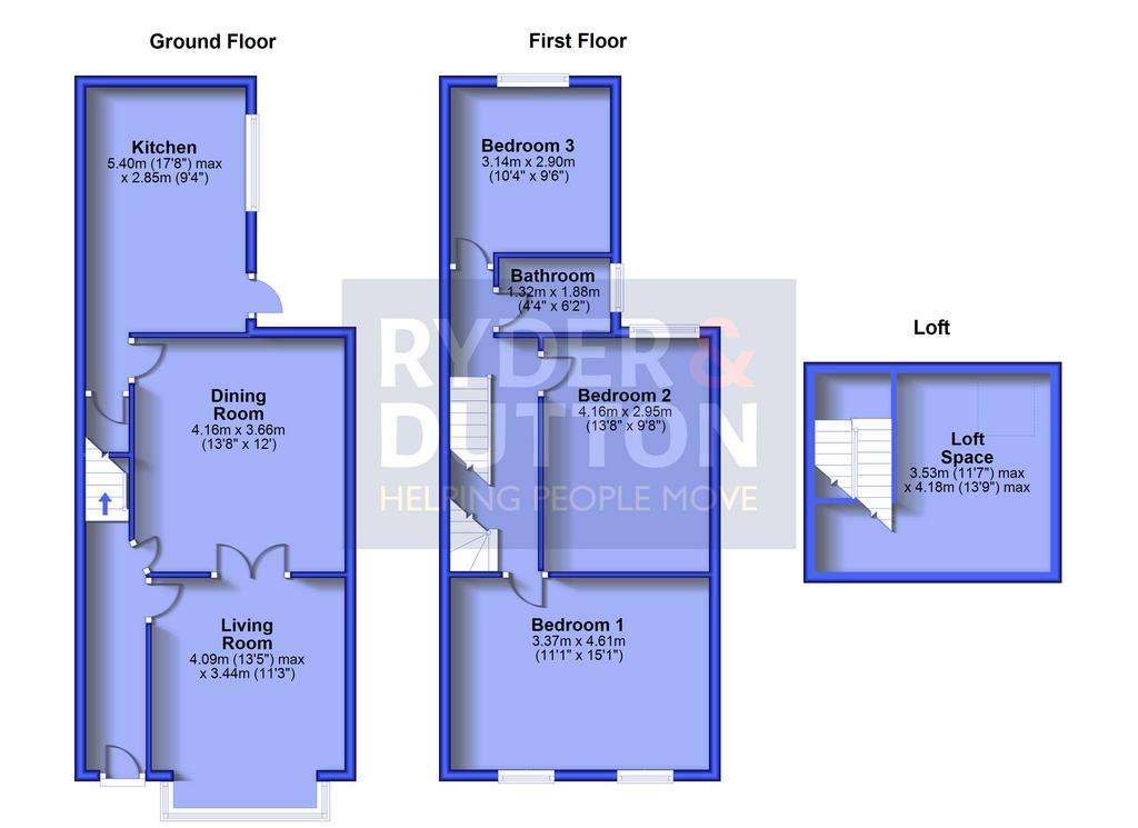 3 bedroom terraced house for sale - floorplan