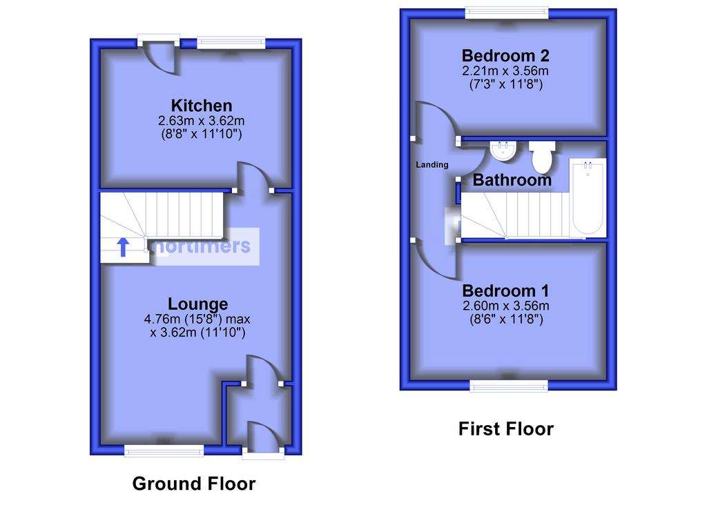 2 bedroom semi-detached house for sale - floorplan