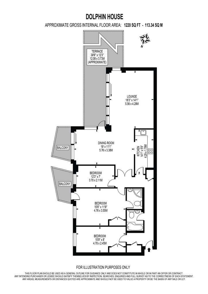 3 bedroom flat to rent - floorplan