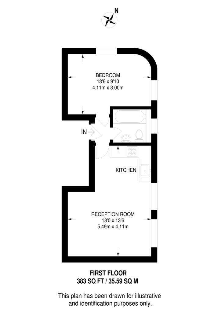 1 bedroom flat to rent - floorplan