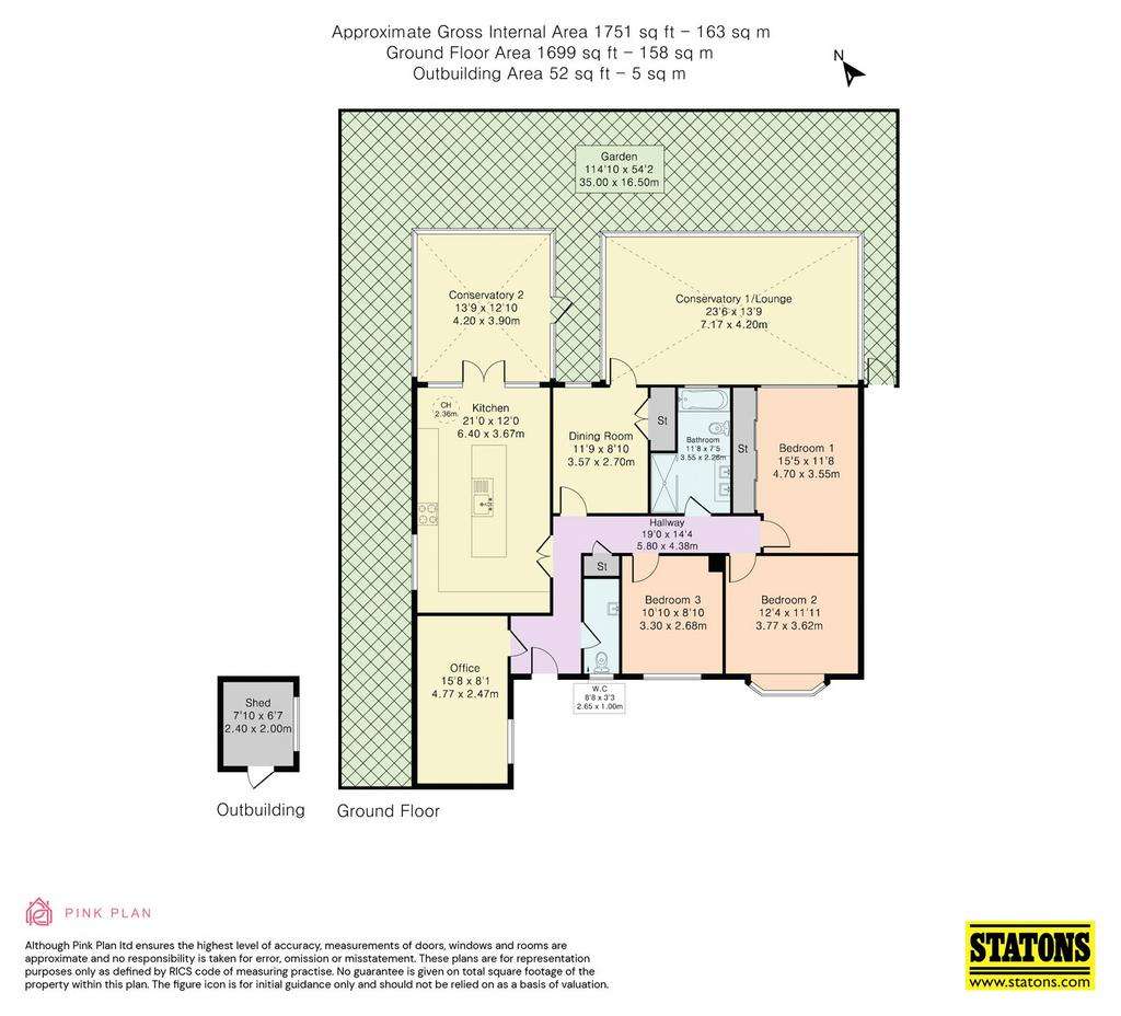 3 bedroom bungalow for sale - floorplan