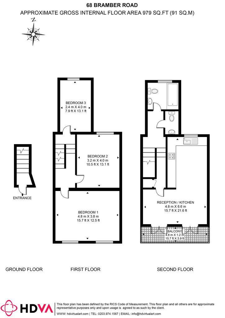 3 bedroom flat to rent - floorplan