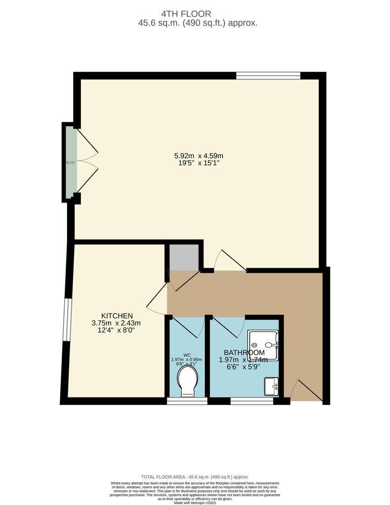 Studio flat to rent - floorplan