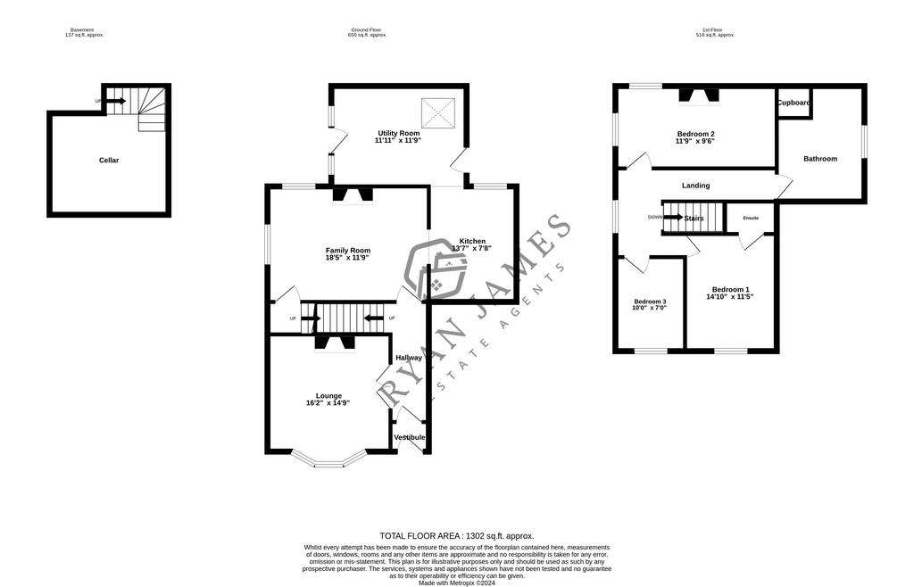 3 bedroom end of terrace house for sale - floorplan