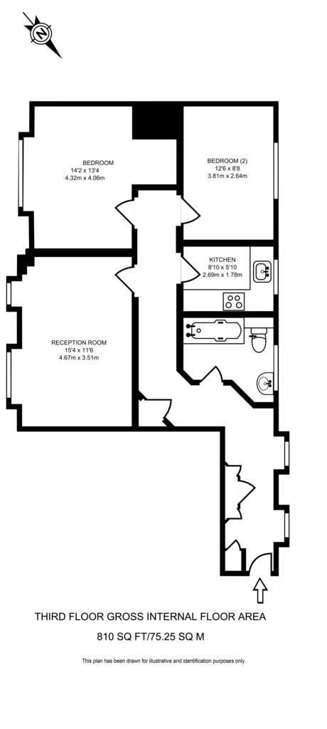 2 bedroom flat to rent - floorplan