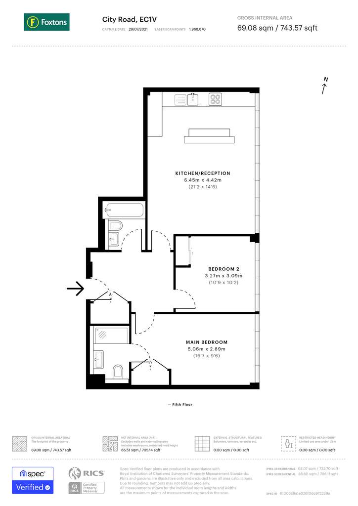 2 bedroom flat to rent - floorplan