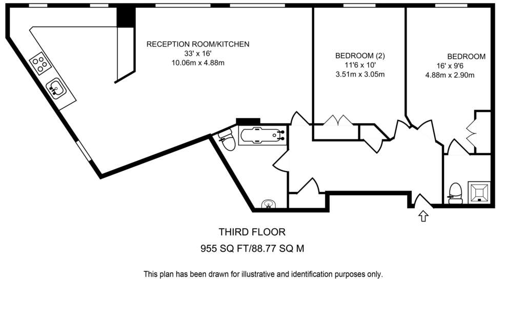 2 bedroom flat to rent - floorplan