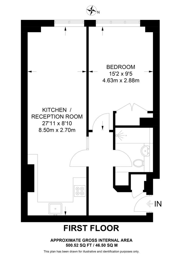 1 bedroom flat to rent - floorplan