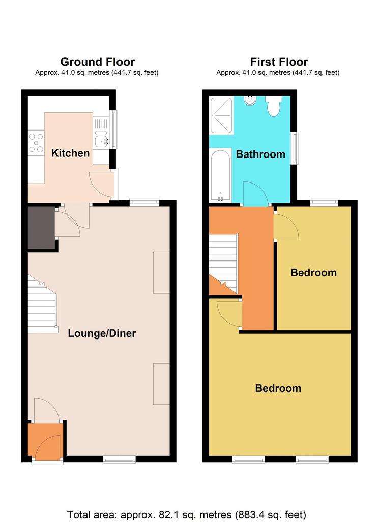 2 bedroom terraced house for sale - floorplan