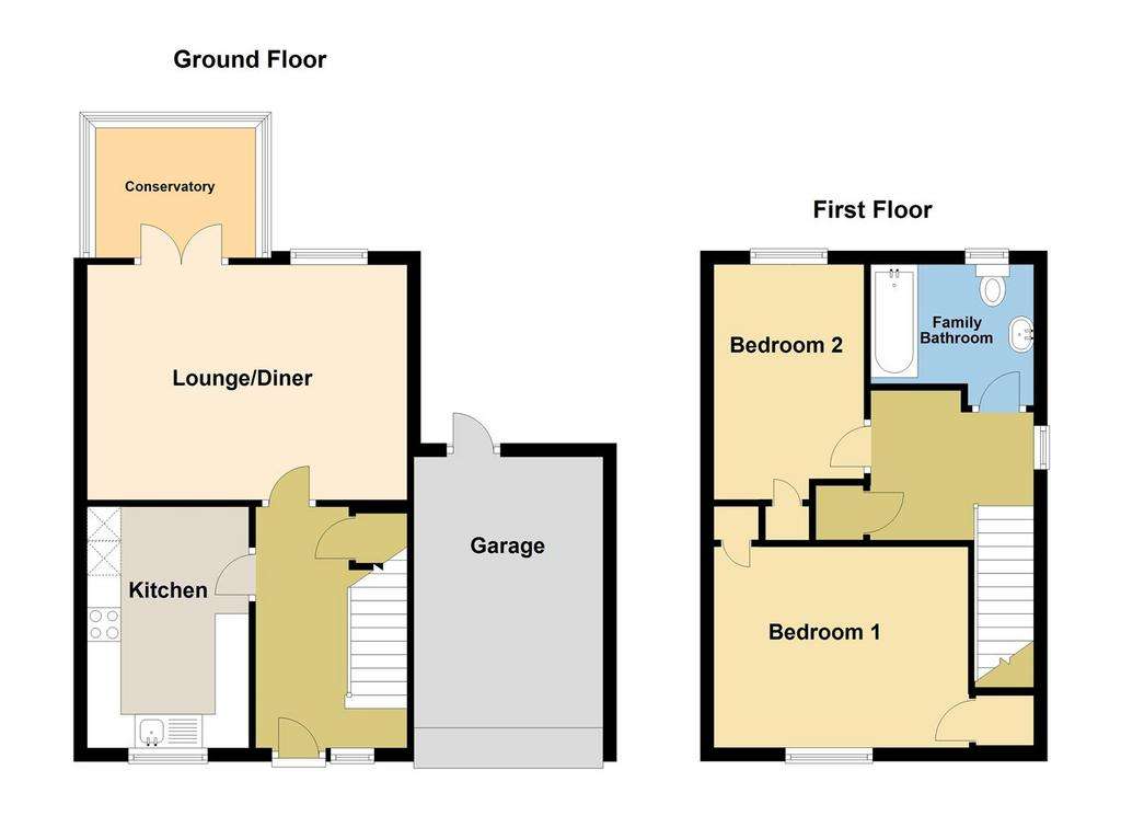 2 bedroom semi-detached house for sale - floorplan