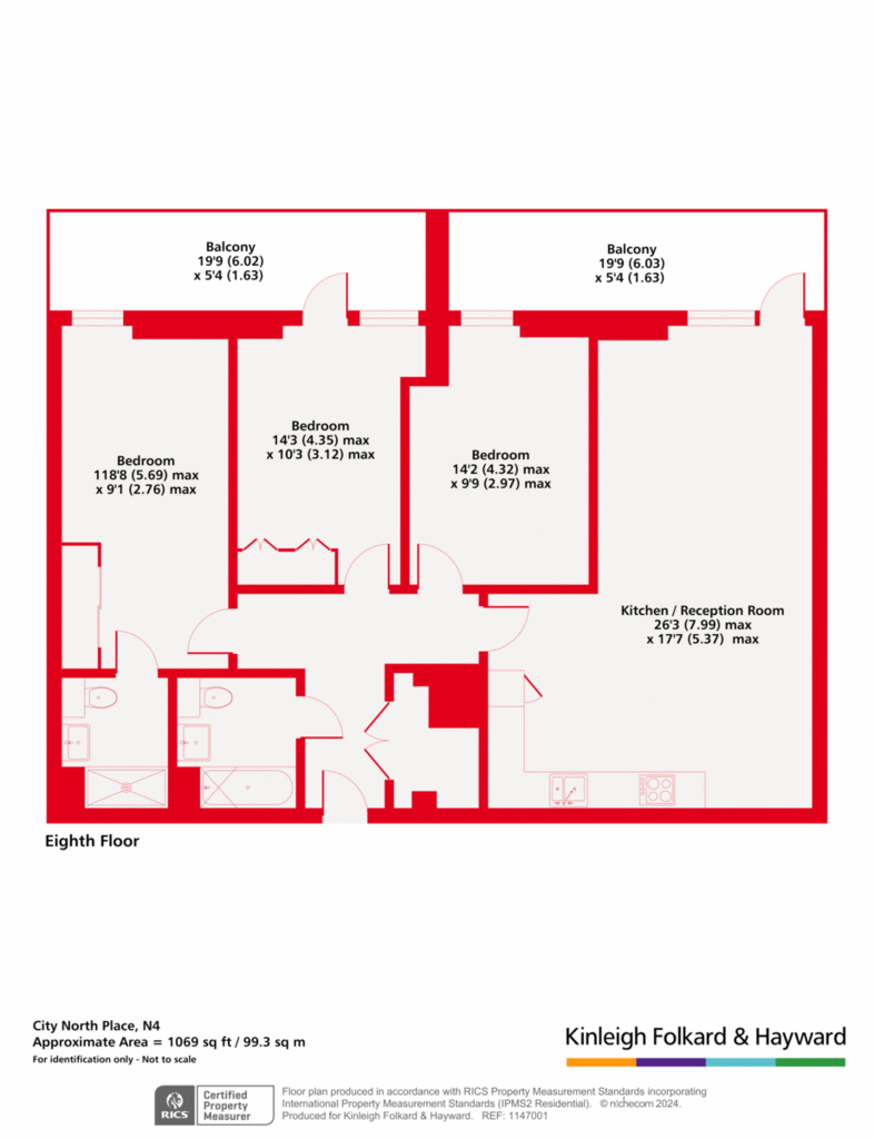 3 bedroom flat for sale - floorplan