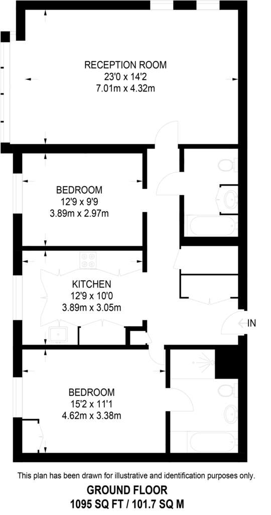 2 bedroom flat to rent - floorplan