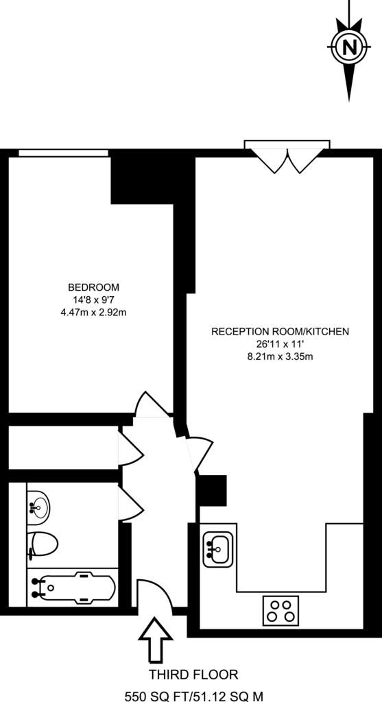 1 bedroom flat to rent - floorplan