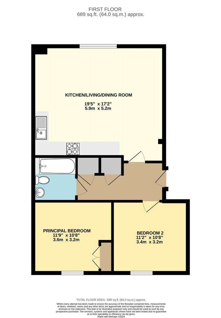 2 bedroom flat for sale - floorplan