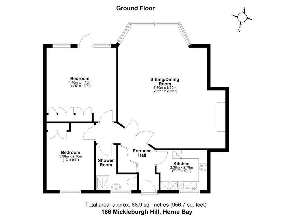 2 bedroom semi-detached bungalow for sale - floorplan