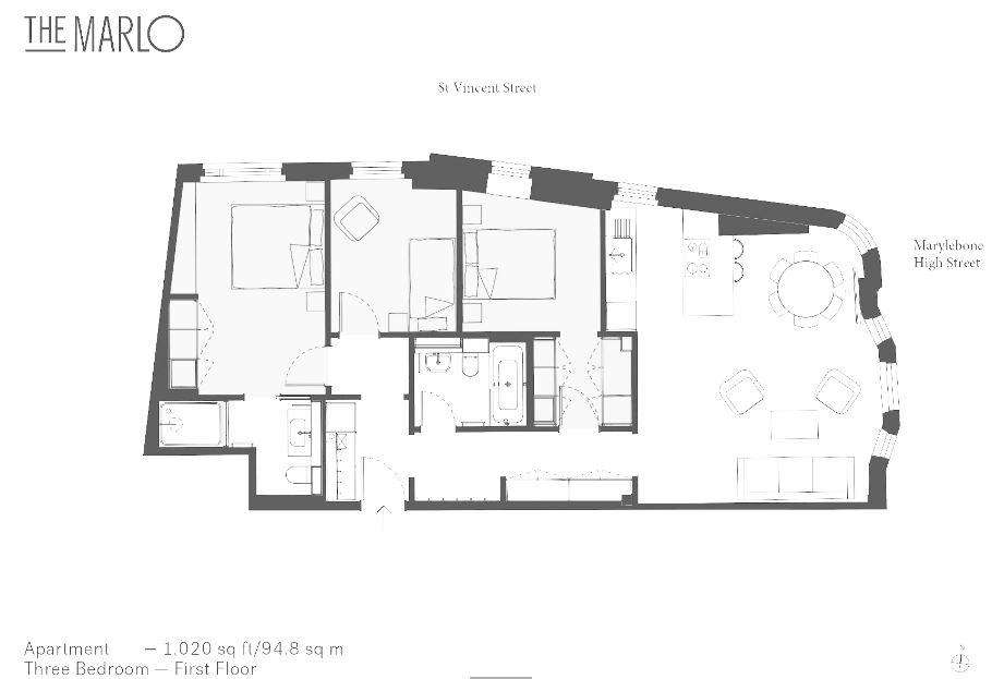 3 bedroom flat to rent - floorplan