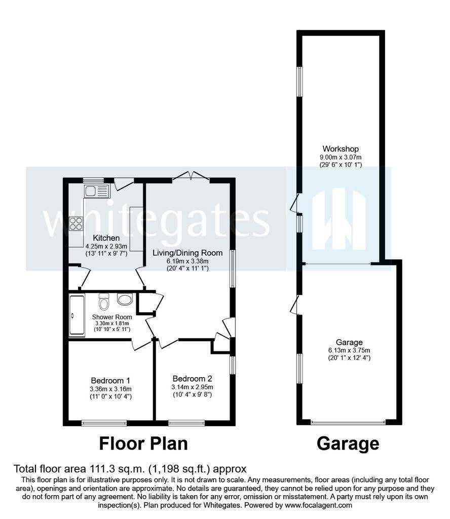 2 bedroom bungalow for sale - floorplan