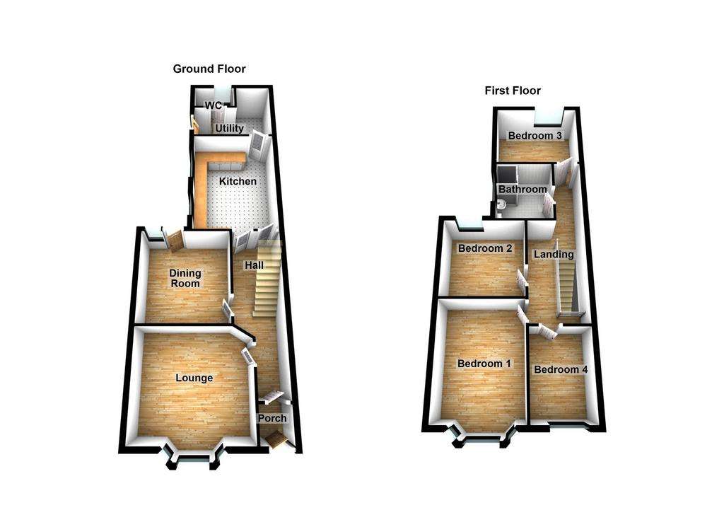 4 bedroom terraced house for sale - floorplan