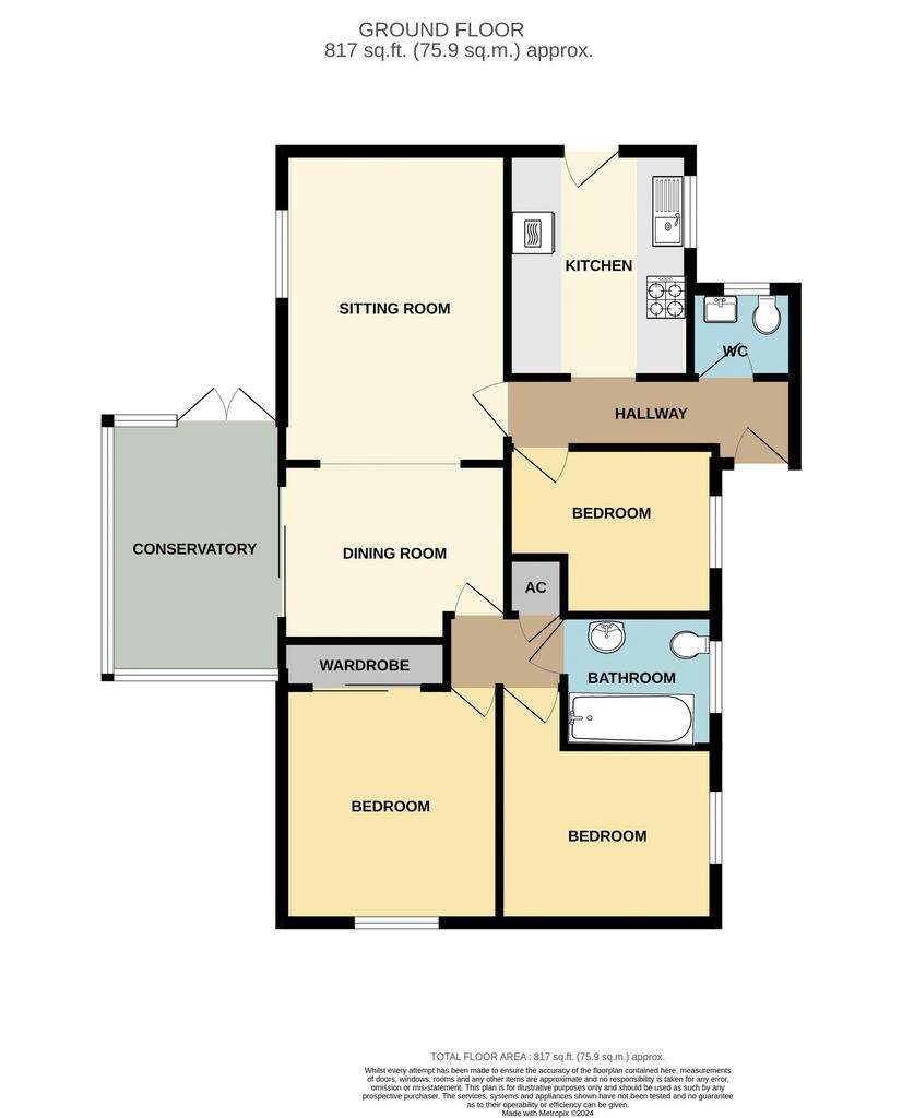 3 bedroom detached bungalow for sale - floorplan