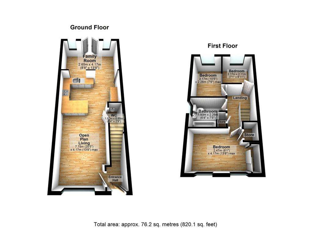 3 bedroom semi-detached house for sale - floorplan