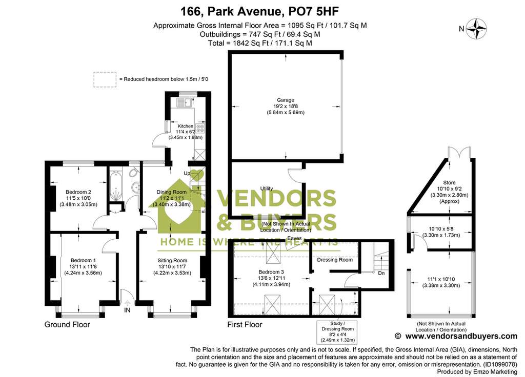 3 bedroom semi-detached bungalow for sale - floorplan