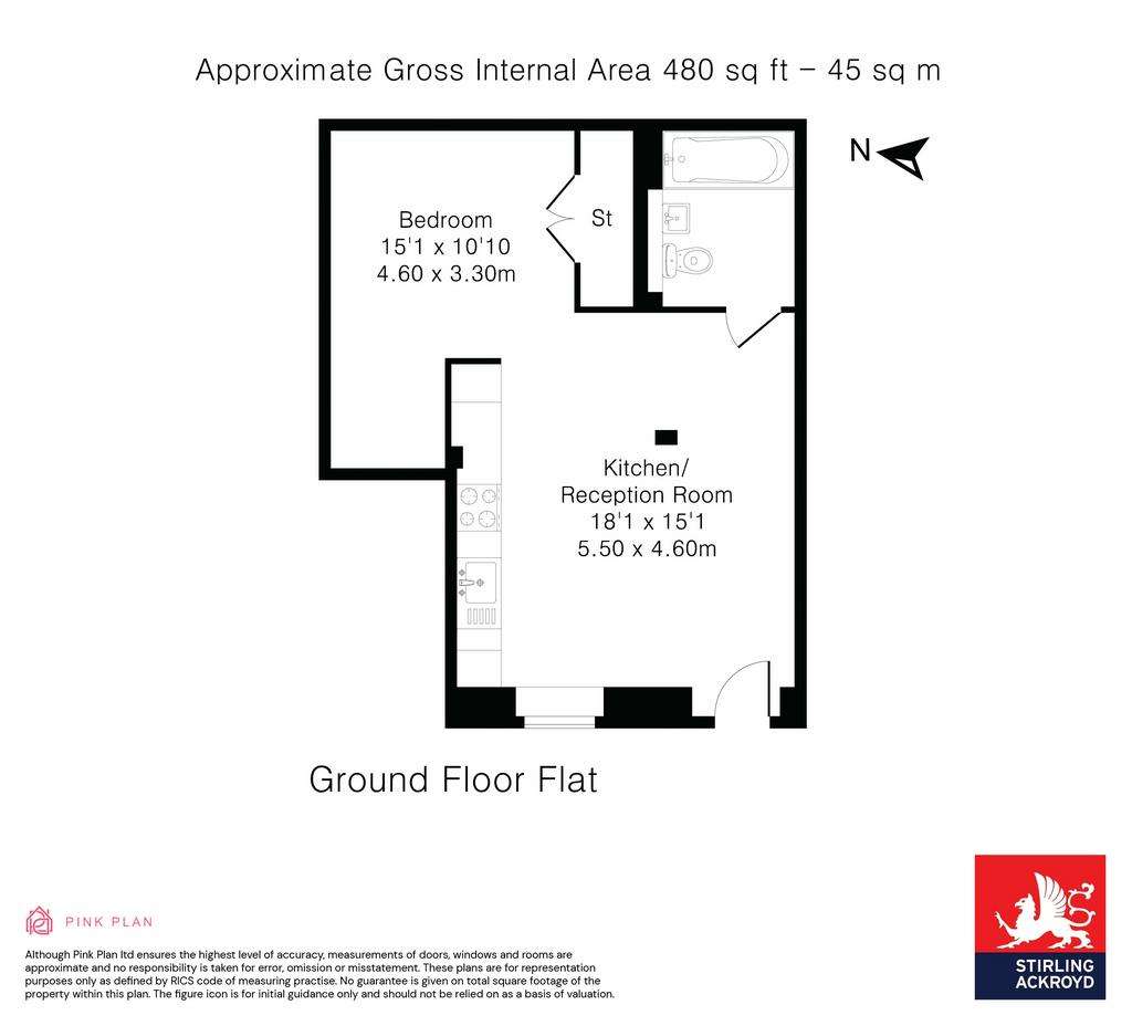 Studio flat for sale - floorplan