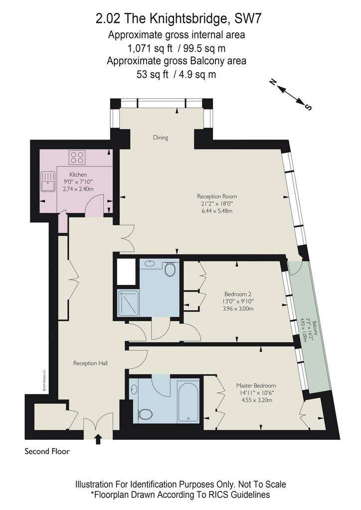 2 bedroom flat to rent - floorplan