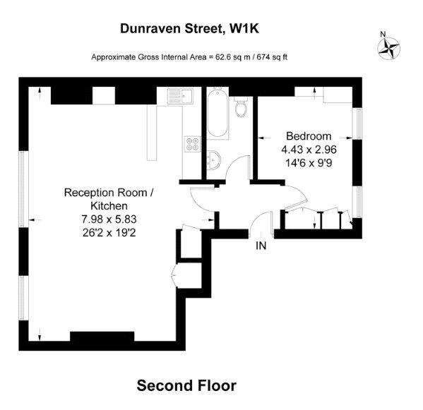 1 bedroom flat to rent - floorplan