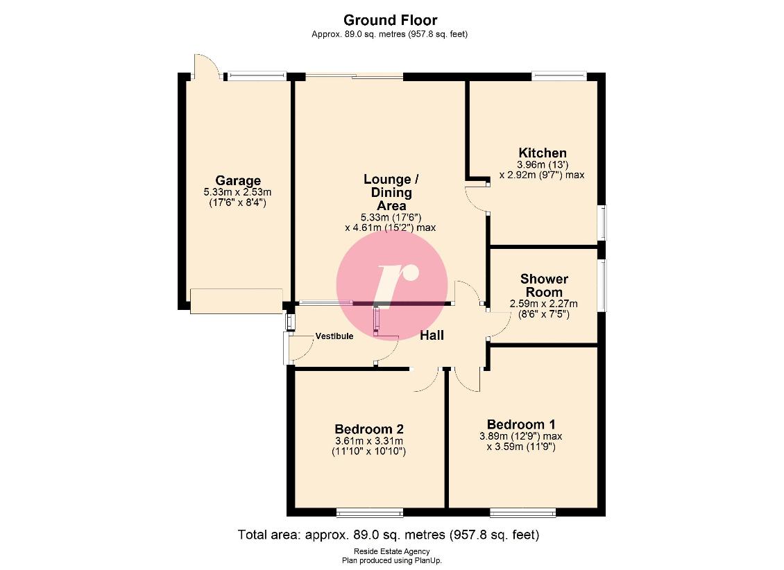 2 bedroom bungalow for sale - floorplan