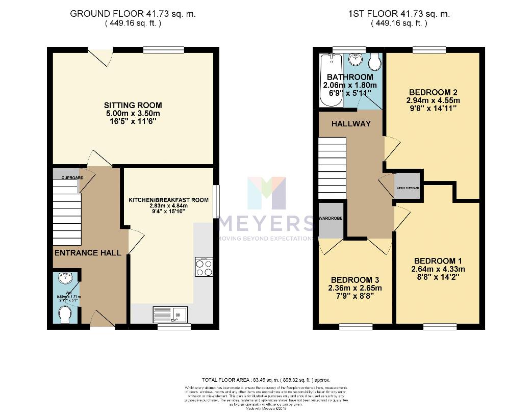 3 bedroom semi-detached house for sale - floorplan