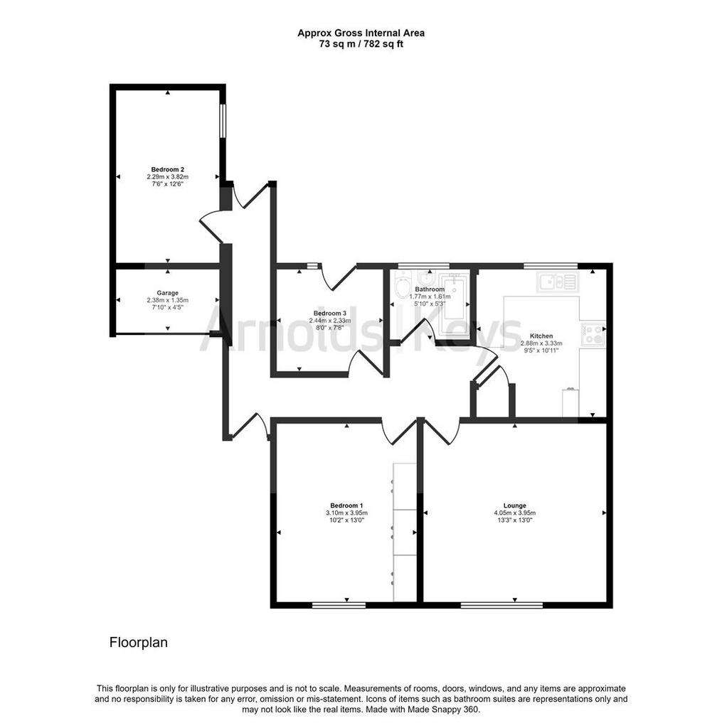 3 bedroom semi-detached bungalow for sale - floorplan