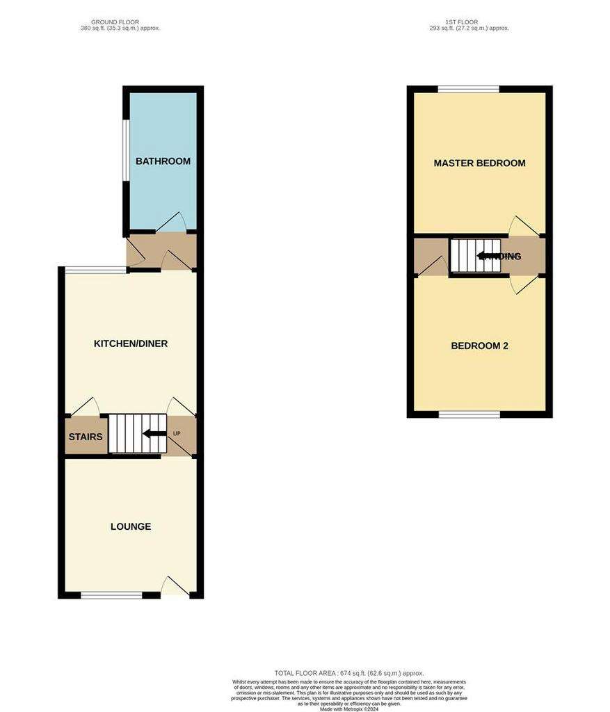 2 bedroom terraced house for sale - floorplan