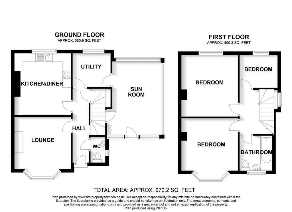 3 bedroom semi-detached house for sale - floorplan