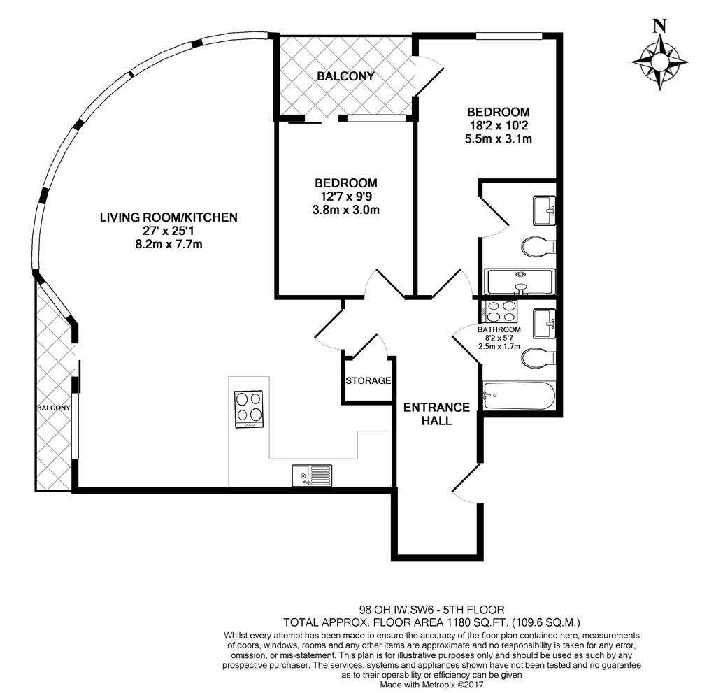 2 bedroom flat to rent - floorplan