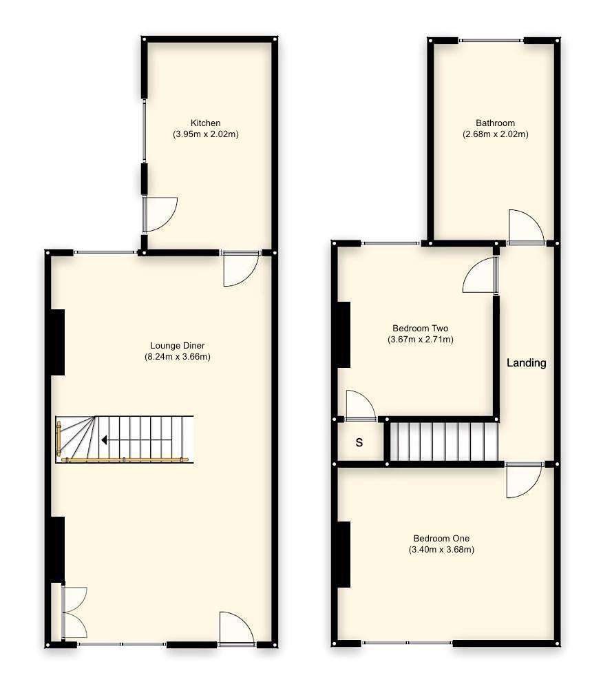 2 bedroom end of terrace house for sale - floorplan