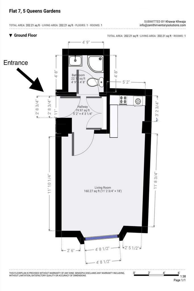 Studio flat to rent - floorplan