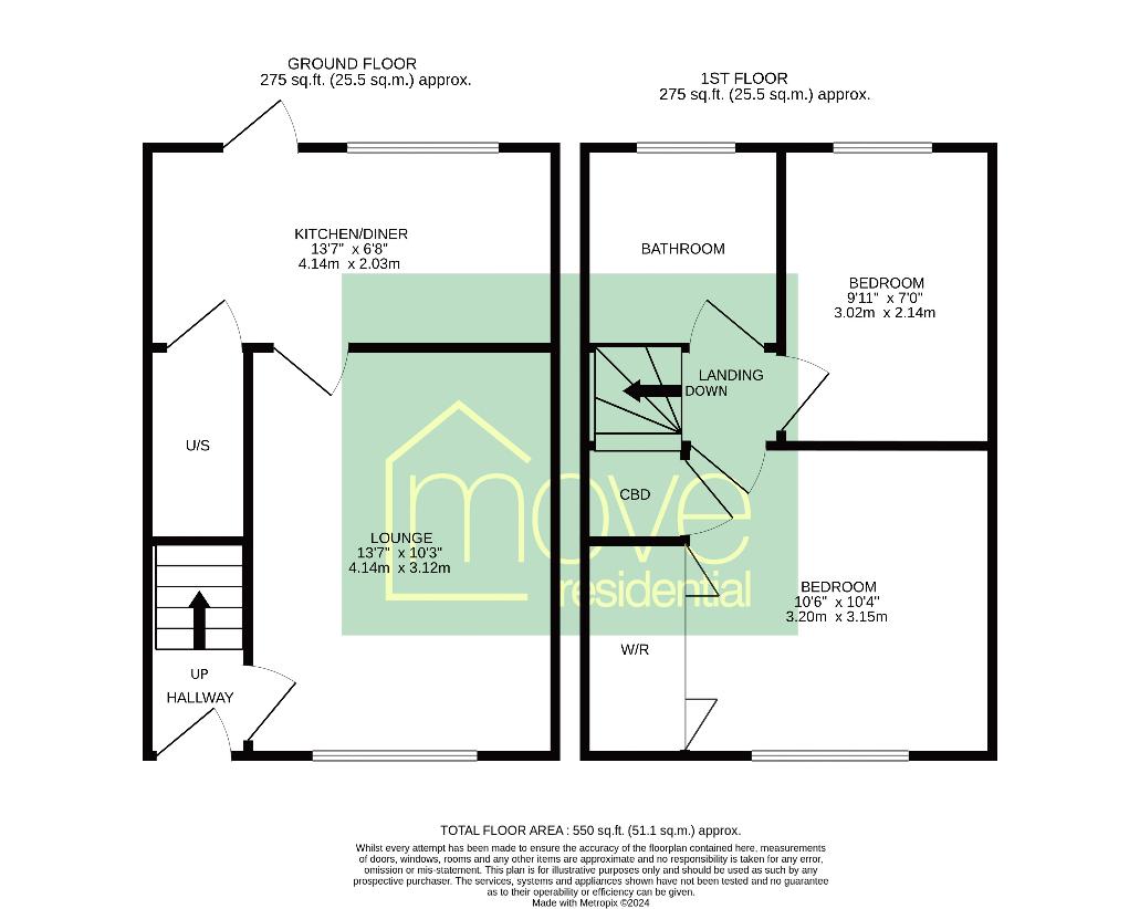 2 bedroom terraced house for sale - floorplan