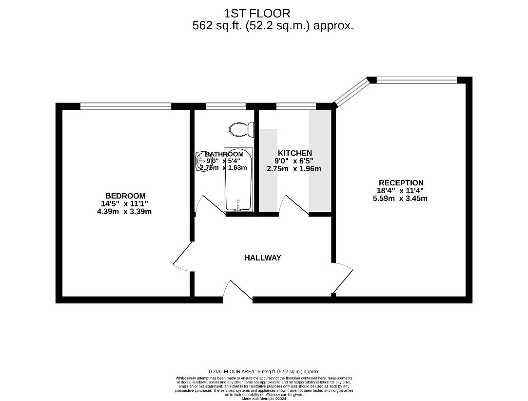 1 bedroom flat for sale - floorplan