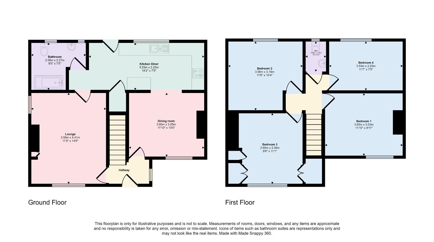 4 bedroom end of terrace house for sale - floorplan