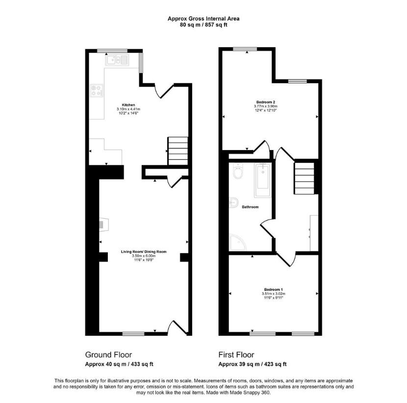 2 bedroom terraced house for sale - floorplan