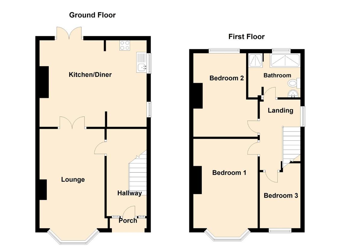 3 bedroom property for sale - floorplan