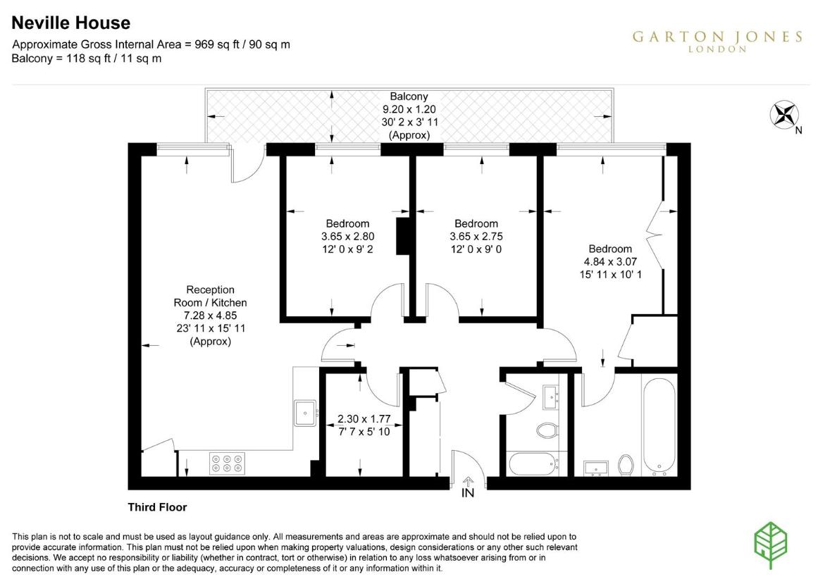 3 bedroom flat for sale - floorplan