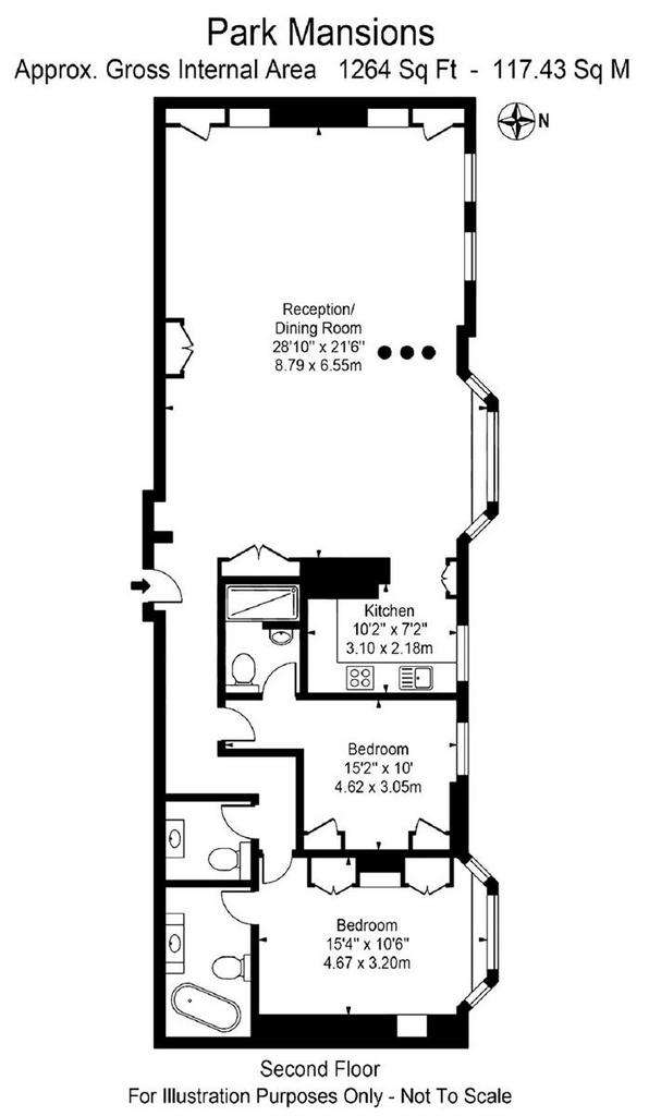 2 bedroom flat for sale - floorplan