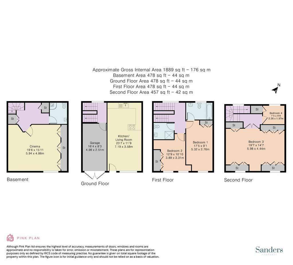 4 bedroom terraced house for sale - floorplan