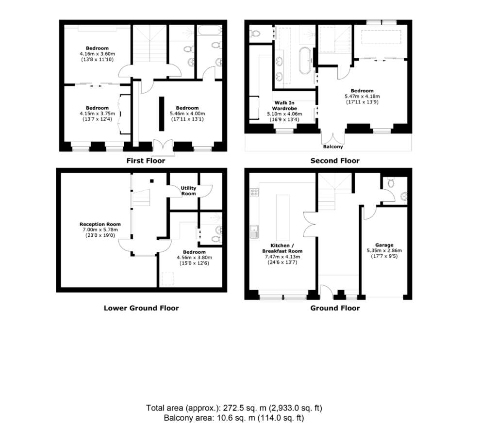 4 bedroom terraced house for sale - floorplan