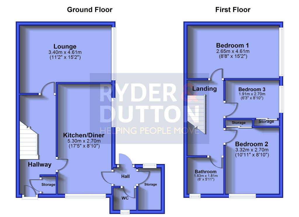 3 bedroom terraced house for sale - floorplan